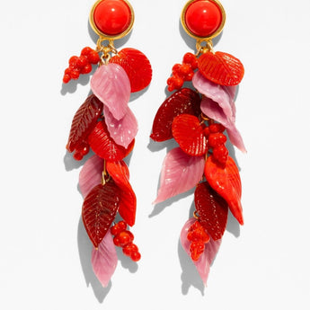 Katerina Psoma Pair of red and pink leaf-shaped earrings 