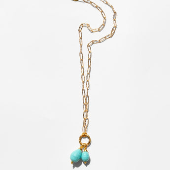 Katerina Psoma Gold necklace with turquoise beads 