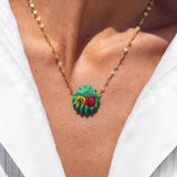 Katerina Psoma Venus Green Murano Shell Short Necklace