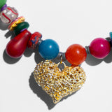 Katerina Psoma Memphis Necklace with Metal Heart and multicolor beads