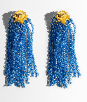 Katerina Psoma Blue
 dangle earrings with tassels