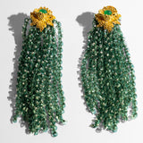 Katerina Psoma Green dangle earrings with tassels
