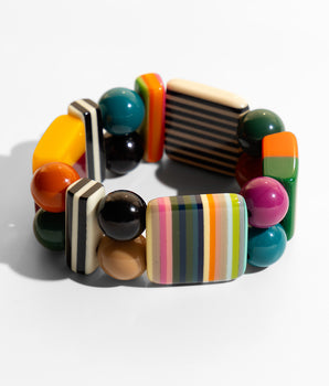 Katerina Psoma Colorful beaded bracelet with geometric patterns 