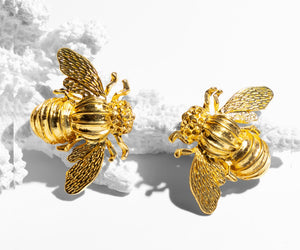 Gold plated bee stud earrings Katerina Psoma