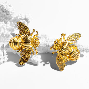Gold plated bee stud earrings Katerina Psoma