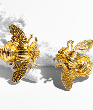 Gold plated bee stud earrings Katerina Psoma