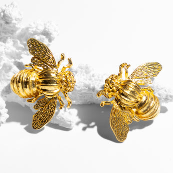 Gold plated bee stud earrings Katerina Psoma