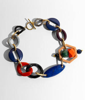 Katerina Psoma Colorful short necklace with geometric links 