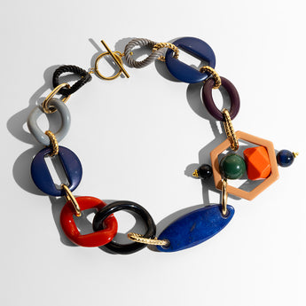 Katerina Psoma Colorful short necklace with geometric links 