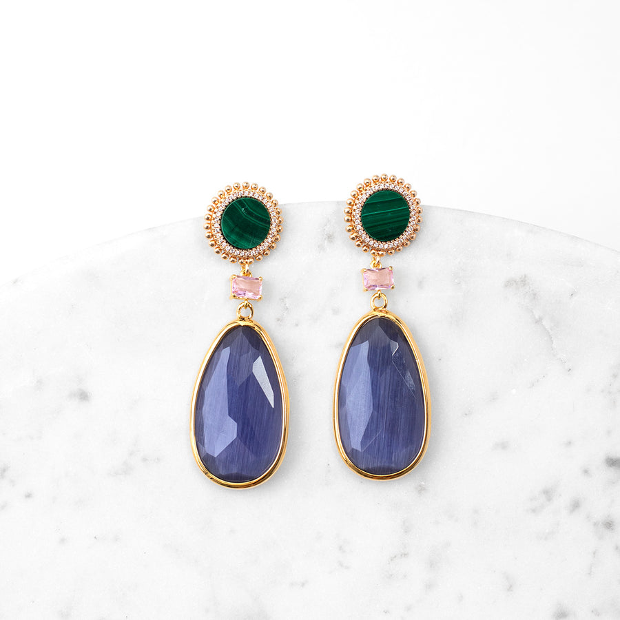 Eleanor Blue Dangle Earrings