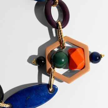 Katerina Psoma Colorful short necklace with geometric links 