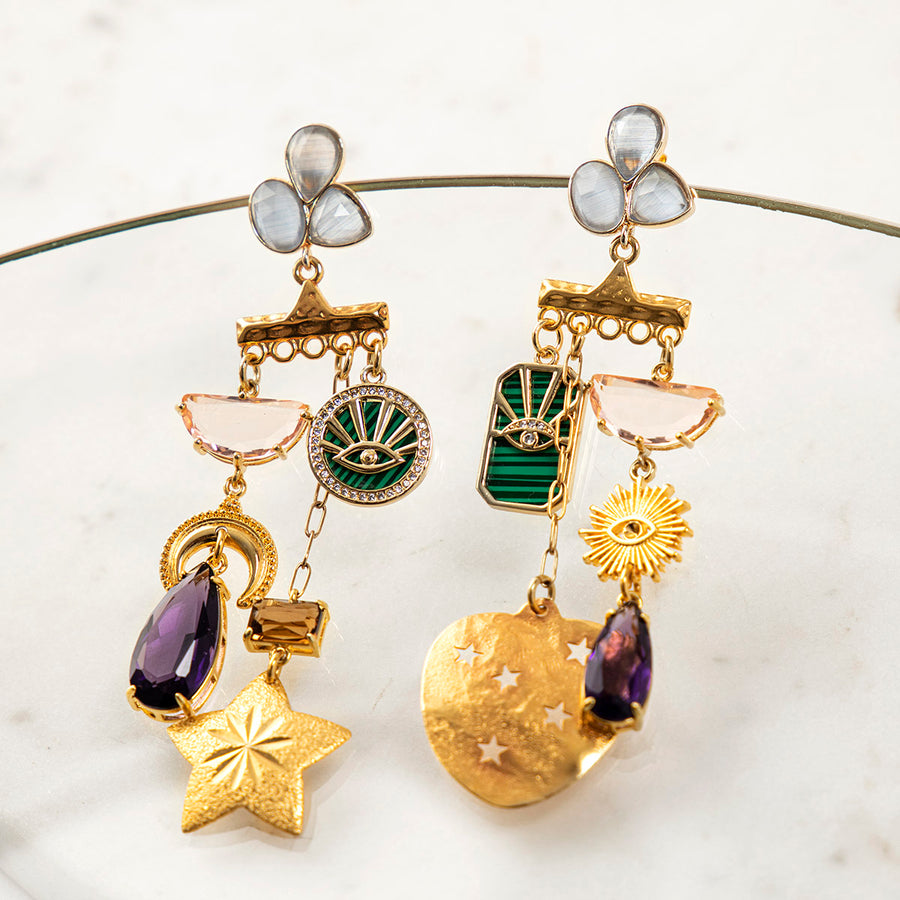 Katerina Psoma Ilia Dangle Earrings with Crystals