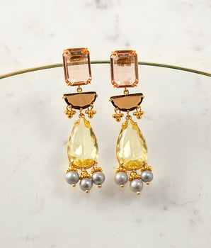 katerina Psoma Crystal dangle earrings gold plated brass