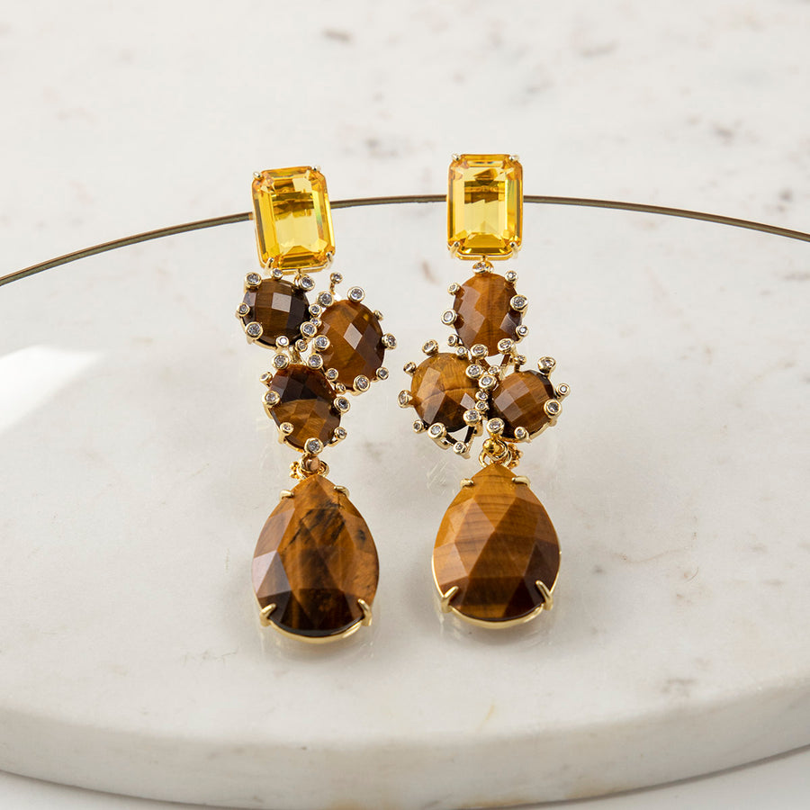 Katerina Psoma Zaza Brown Dangle Earrings