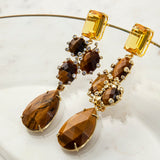 Katerina Psoma Zaza Brown Dangle Earrings with Crystals
