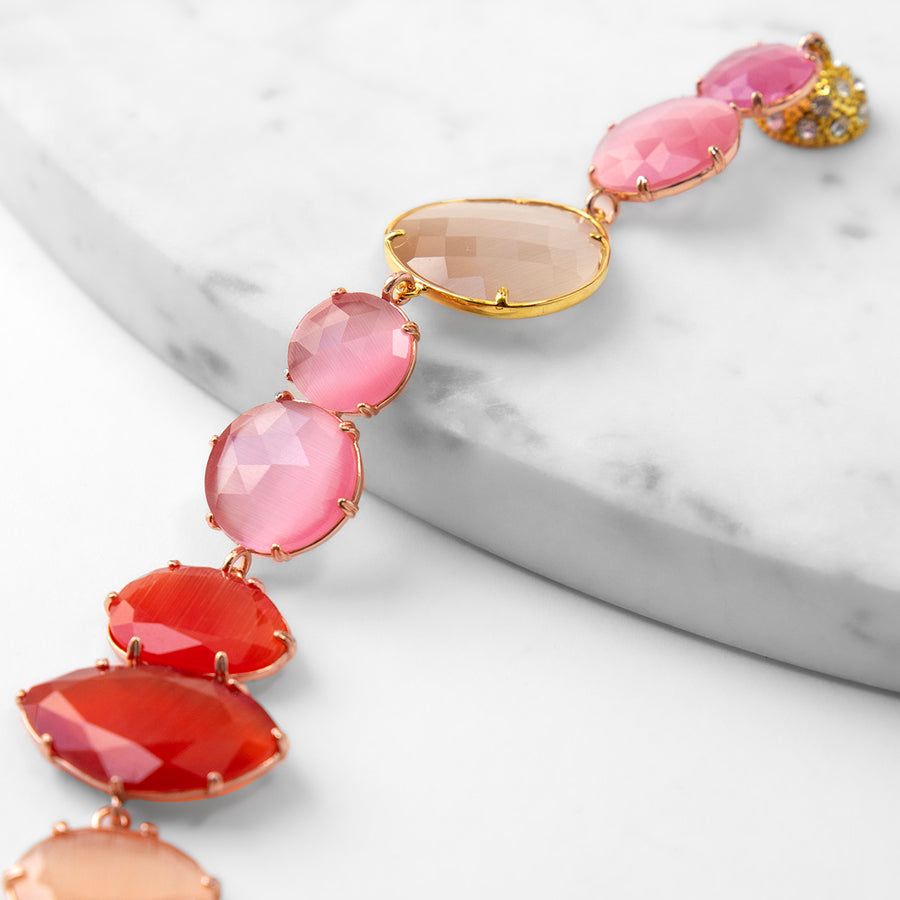 Katerina Psoma Multicolor Short Necklace with pastel colored slabs gold plated metal