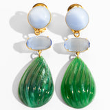 Katerina Psoma Pair of clip earrings with green drops and blue top 