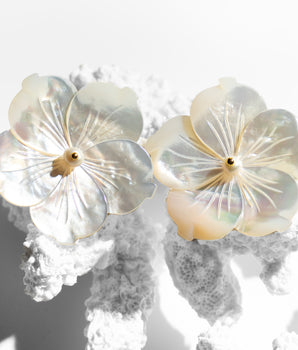 Katerina Psoma White mother of pearl Flower Stud Earrings white