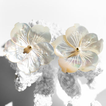 Katerina Psoma White mother of pearl Flower Stud Earrings white