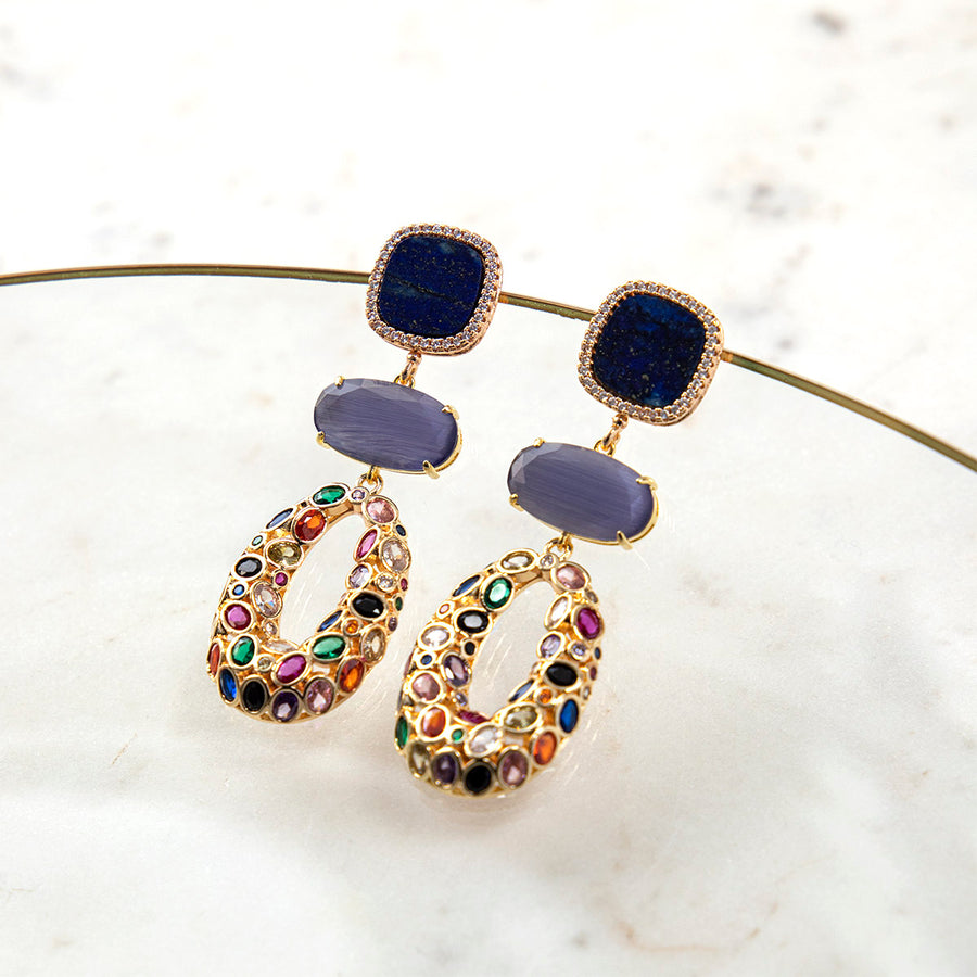Katerina Psoma Lilly Blue Dangle Earrings