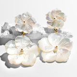 Katerina psoma mother of pearl flower double dangle earrings