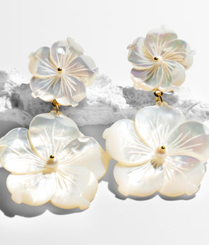 Katerina psoma mother of pearl flower double dangle earrings