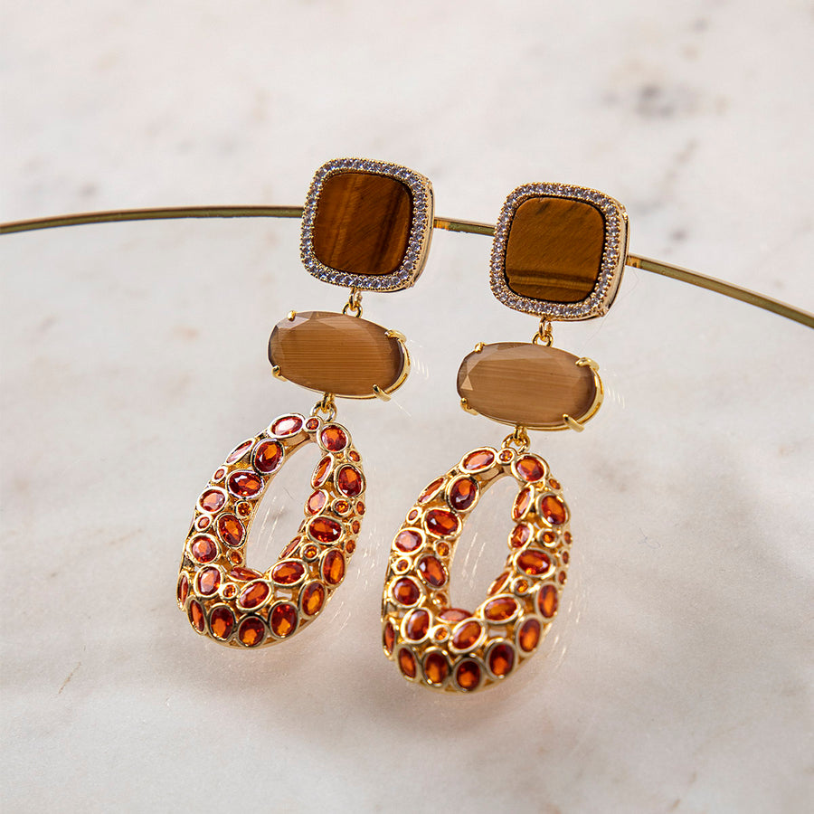 Katerina Psoma Lilly Brown Dangle Earrings