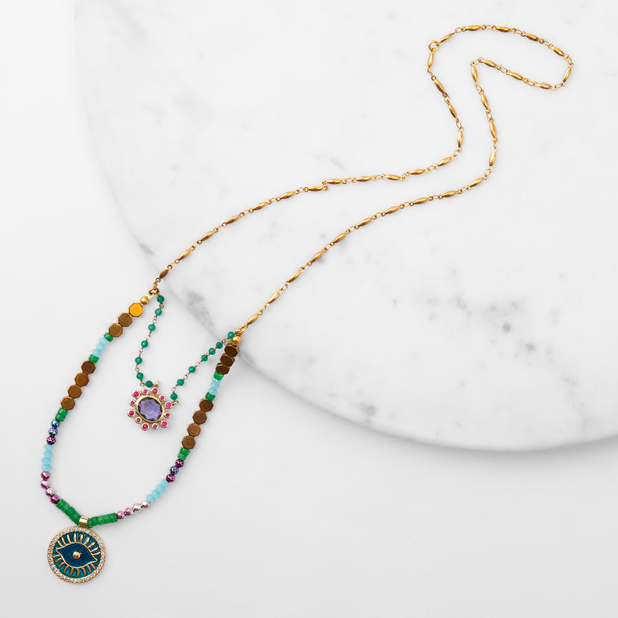Katerina Psoma Evil Eye Double Row Necklace
