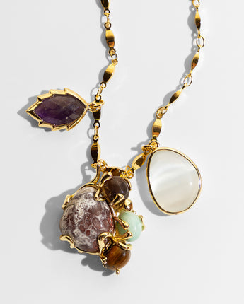 Katerina Psoma Ruby Pendant Necklace with jasper, amethyst and other charms
