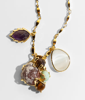 Katerina Psoma Ruby Pendant Necklace with jasper, amethyst and other charms