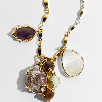 Katerina Psoma Ruby Pendant Necklace with jasper, amethyst and other charms