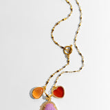 Katerina Psoma Ruby Pendant Necklace with puprle carved agate and other charms