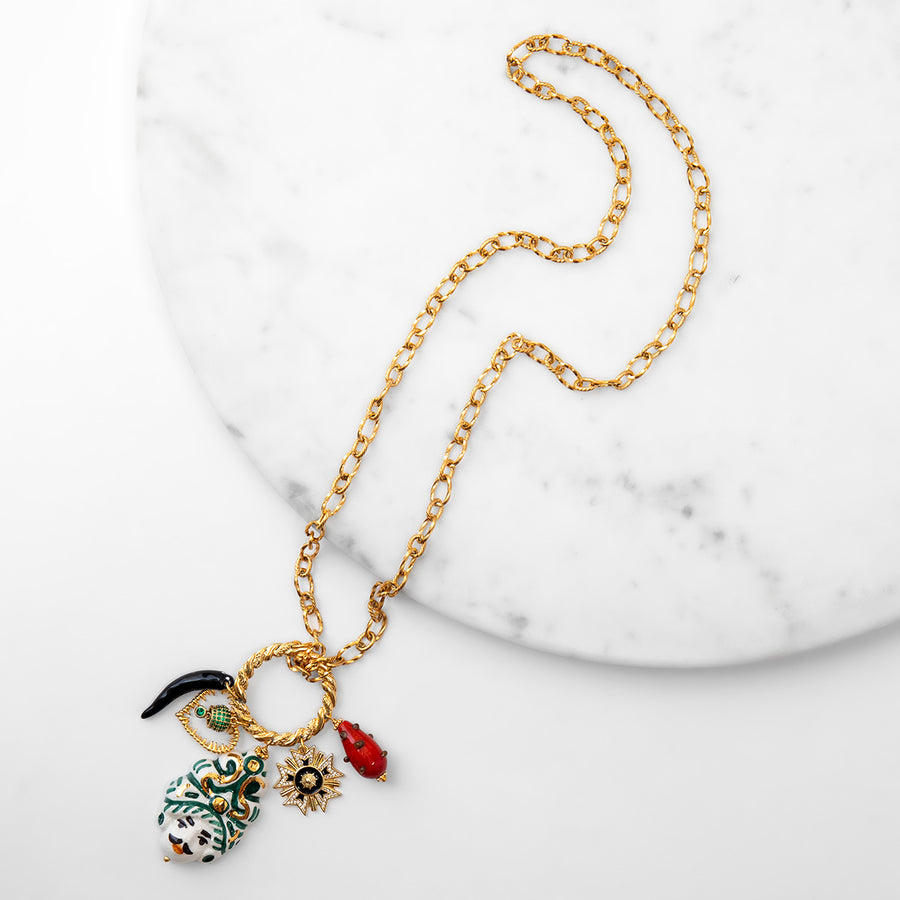 Katerina Psoma Long Charm Necklace gold plated chain