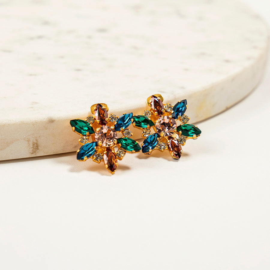 Katerina Psoma Mini Multicoloured Clip Rosettes green blue