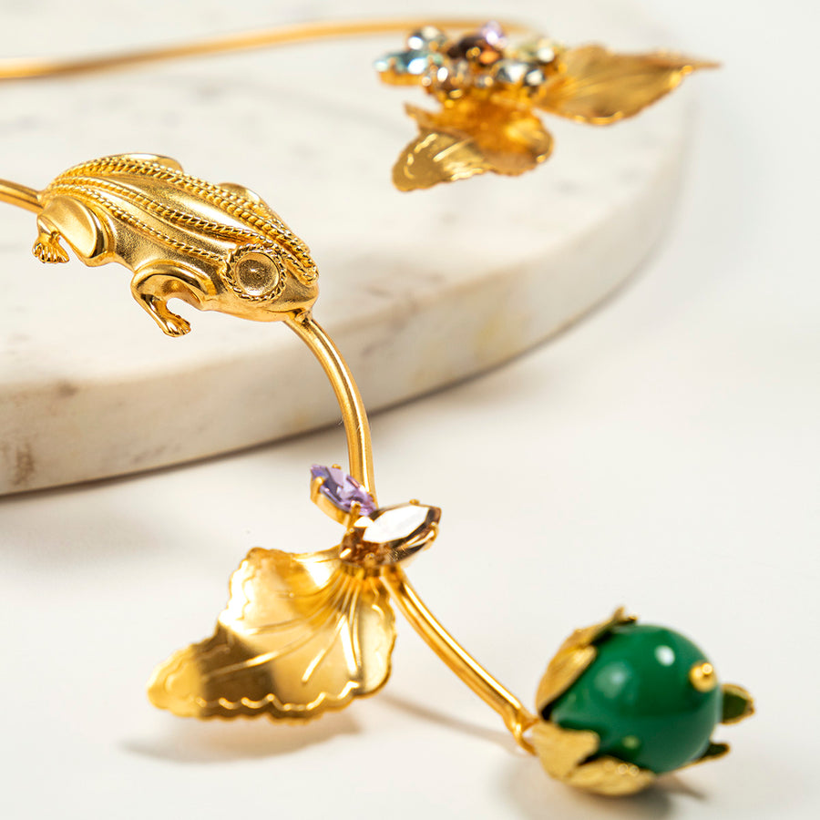 Katerina psoma Collar Necklace gold plated metal GREEN BEAD