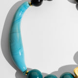 Katerina Psoma Murano Necklace with blue, green, black, and gold beads 