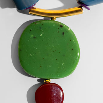 Katerina Psoma Necklace with brown, green, and red beads 
