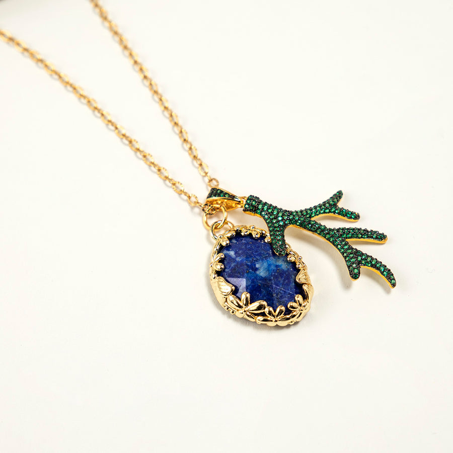 Aylin Long Necklace with lapis Lazuli