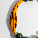 Katerina Psoma Short Murano necklace with green and orange beads and gold accents 