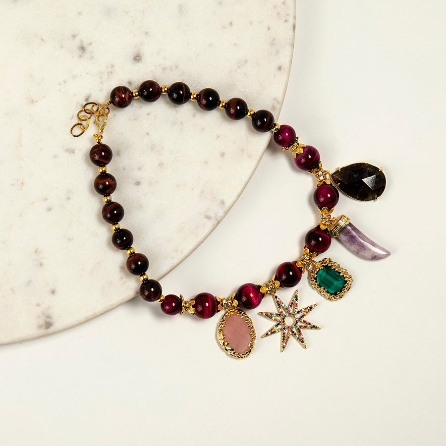Katerina Psoma Claudia Red Necklace with Charms