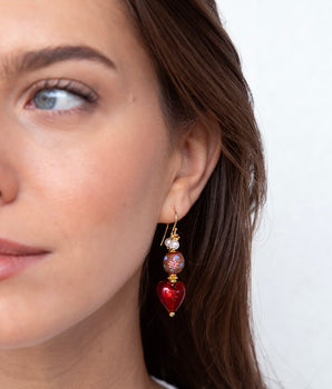 Katerina Psoma Zoe Earrings with Murano Heart Beads