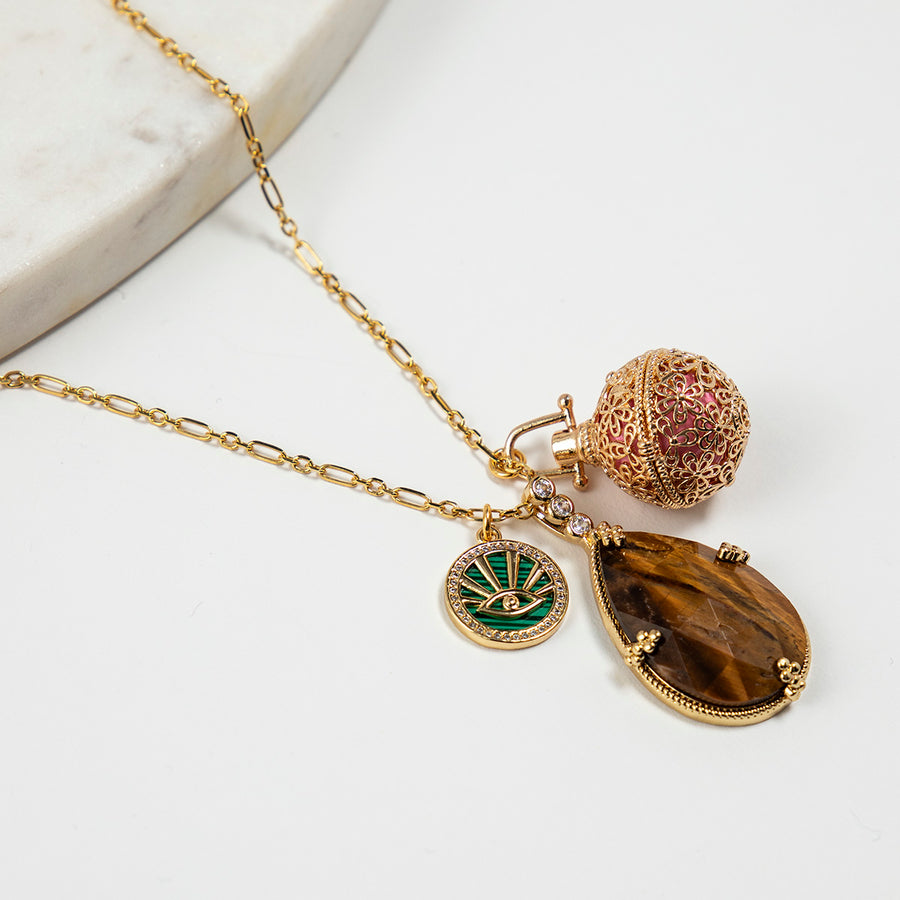 Katerina Psoma Brown Crystal Drop Short Necklace