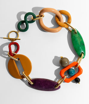 Katerina Psoma Colorful short necklacewith various shaped beads and links