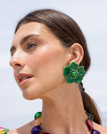 Katerina Psoma Flower Green Flower Earrings