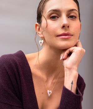 Katerina Psoma Pink Evil Eye Heart Earrings