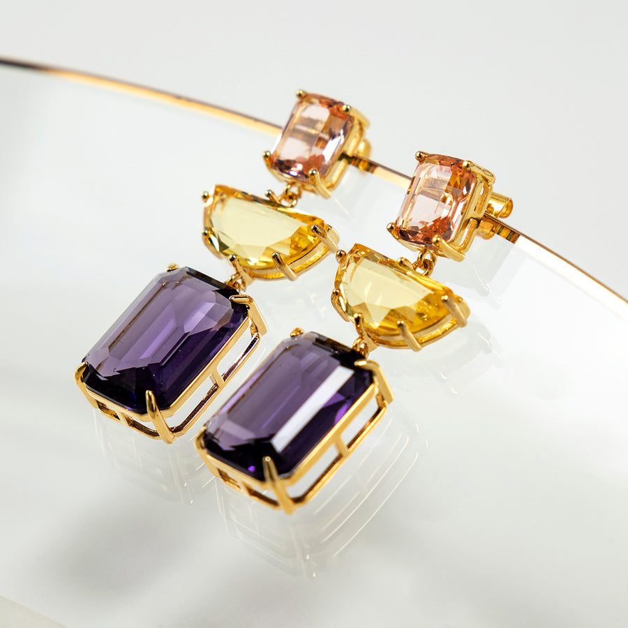 Katerina Psoma Luciana Purple Crystal Dangle Earrings