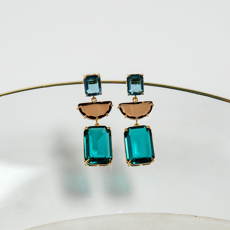 Katerina Psoma Turquoise Faceted Crystal Earrings