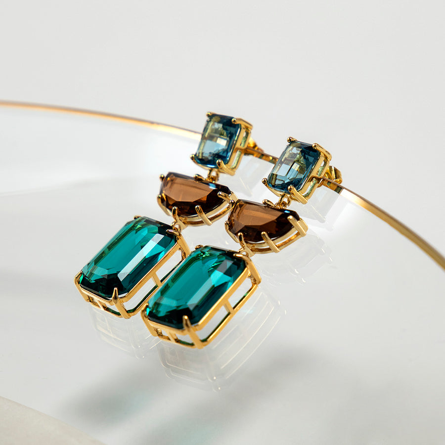 Katerina Psoma Turquoise Faceted Crystal Dangle Earrings