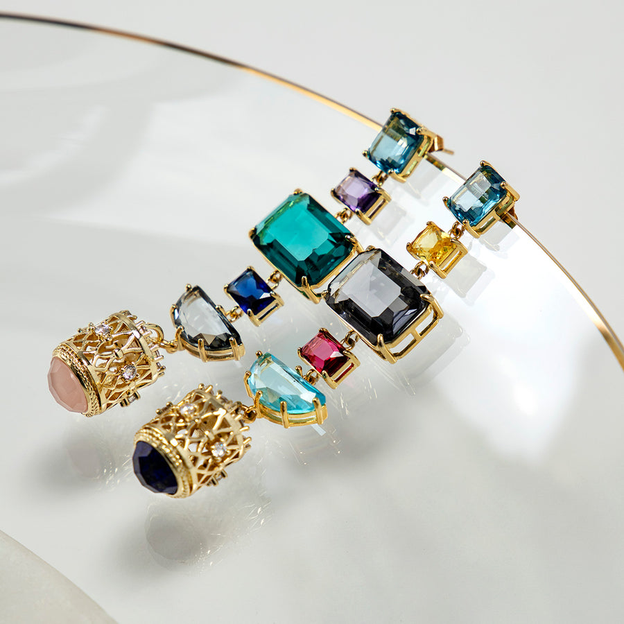 Katerina Psoma Joy Multicolor Brass Crystal Earrings