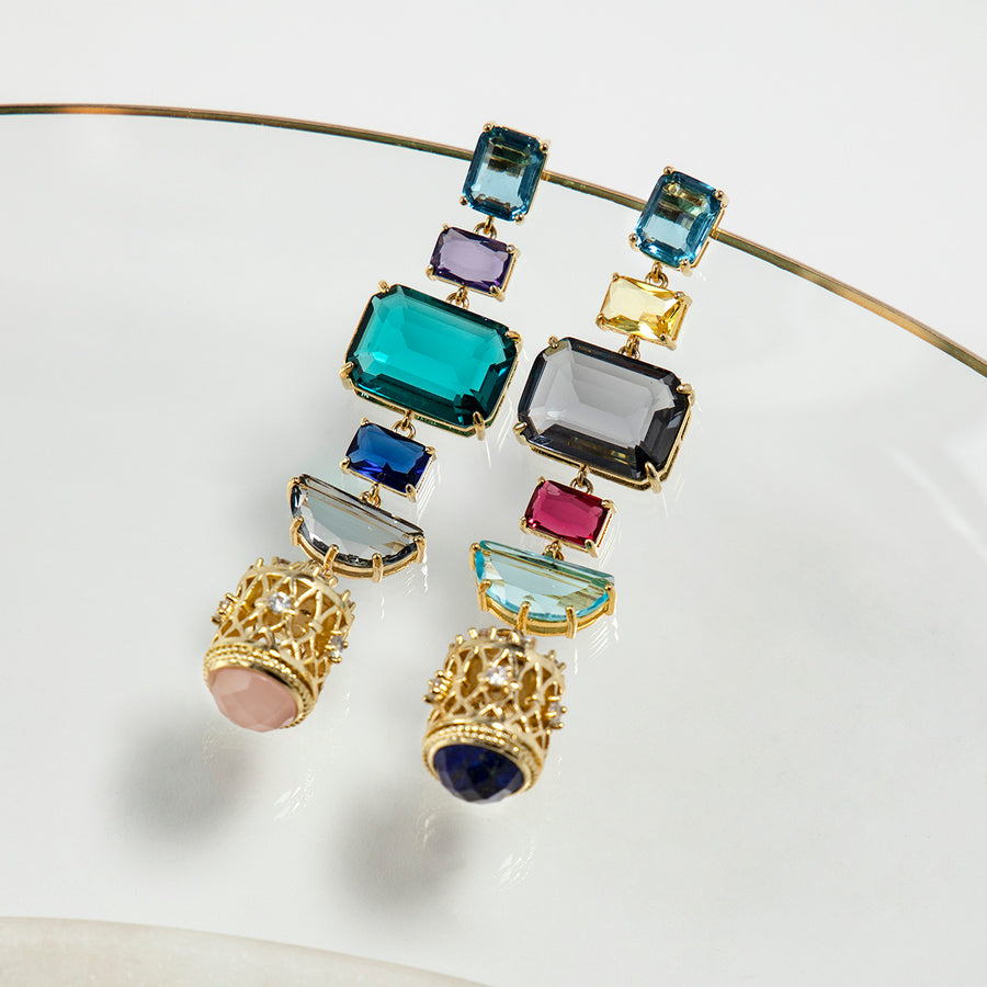 Katerina Psoma Joy Multicolor Crystal Earrings with Charms 